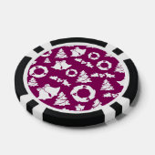 Paars kerstpatroon poker chips (Enkel)