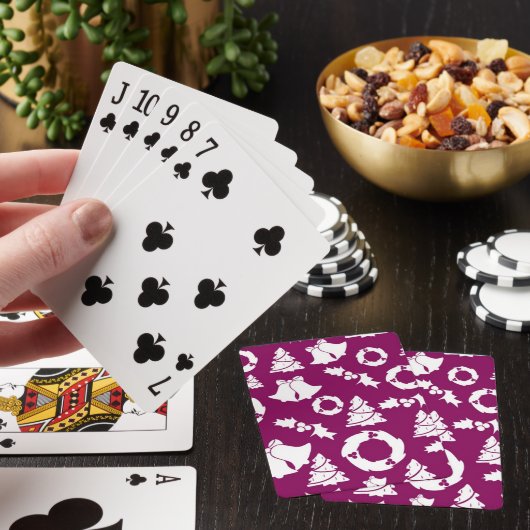 Paars kerstpatroon pokerkaarten (Insitu)