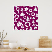 Paars kerstpatroon poster (Keuken)