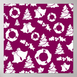 Paars kerstpatroon poster