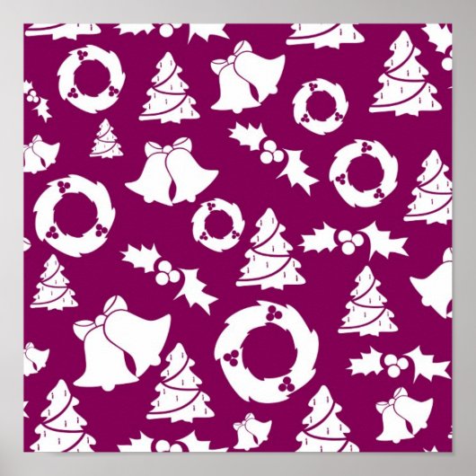 Paars kerstpatroon poster (Voorkant)