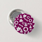 Paars kerstpatroon ronde button 3,2 cm (Voorkant /achterkant)