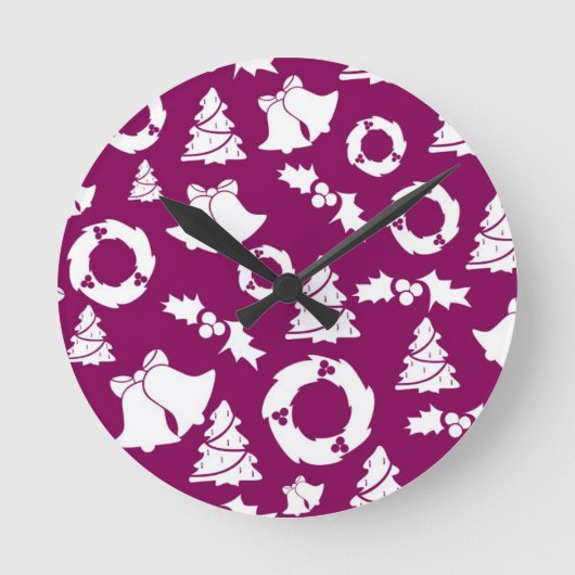 Paars kerstpatroon ronde klok (Voorkant)