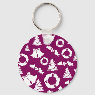 Paars kerstpatroon sleutelhanger