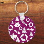 Paars kerstpatroon sleutelhanger (Voorkant)