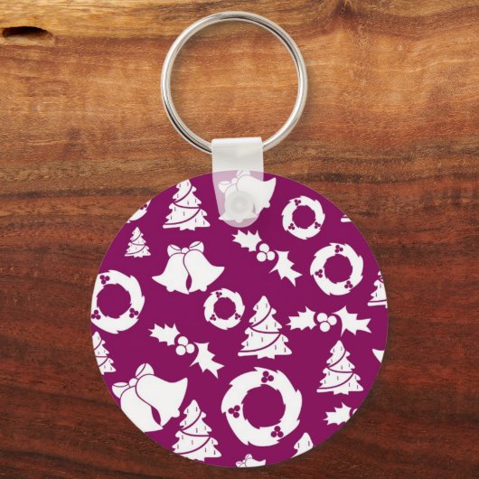 Paars kerstpatroon sleutelhanger (Voorkant)