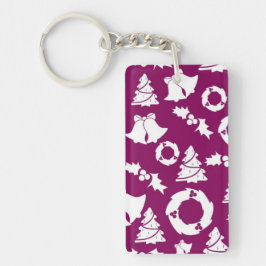 Paars kerstpatroon sleutelhanger