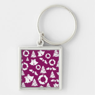 Paars kerstpatroon sleutelhanger