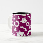 Paars kerstpatroon tweekleurige koffiemok (Voorkant links)