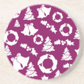 Paars kerstpatroon zandsteen onderzetter (Voorkant)