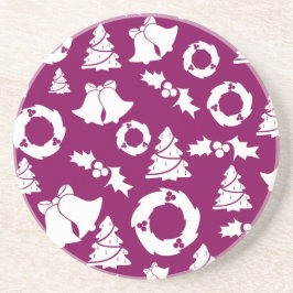 Paars kerstpatroon zandsteen onderzetter