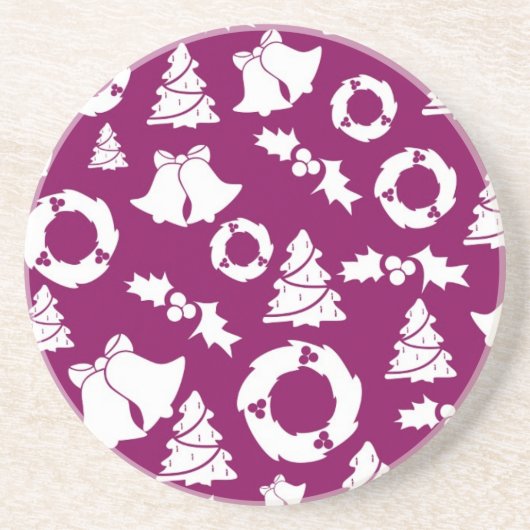 Paars kerstpatroon zandsteen onderzetter (Voorkant)