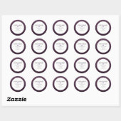 Paars kerstretouradres ronde sticker (Vel)