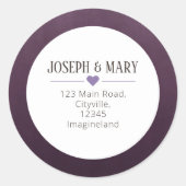 Paars kerstretouradres ronde sticker (Voorkant)