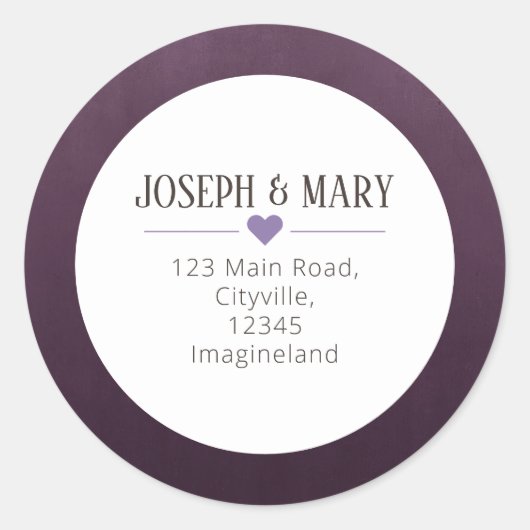 Paars kerstretouradres ronde sticker (Voorkant)