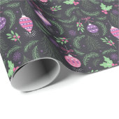 Paars kerstsierpatroon cadeaupapier (Rol Hoek)