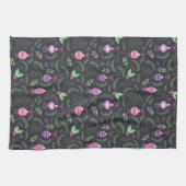 Paars kerstsierpatroon theedoek (Horizontaal)