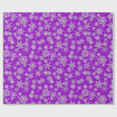 Paars kerstsneeuwvlokpatroon cadeaupapier (Vlak)