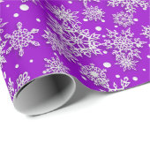 Paars kerstsneeuwvlokpatroon cadeaupapier (Rol Hoek)