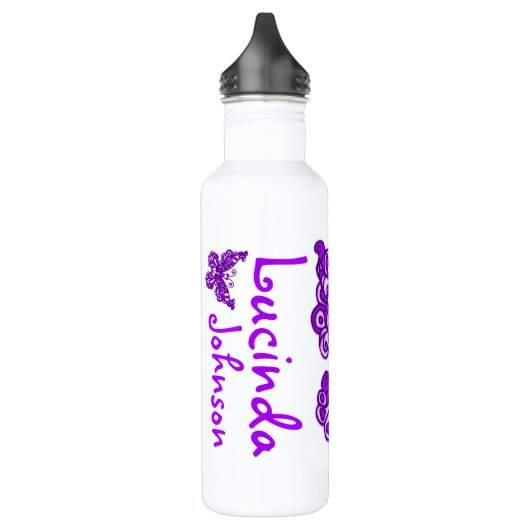 Paars kinderen met de naam drinken flesje waterfles  (Links)