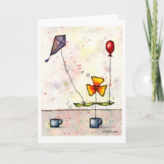 Paars Kite Flower Wenskaart Kaart (Voorkant)