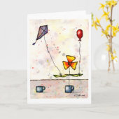 Paars Kite Flower Wenskaart Kaart (Gele Bloem)