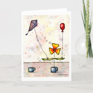 Paars Kite Flower Wenskaart Kaart