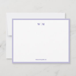 Paars Klassiek Monogram Aangepast Trouwpaar  Notitiekaartje