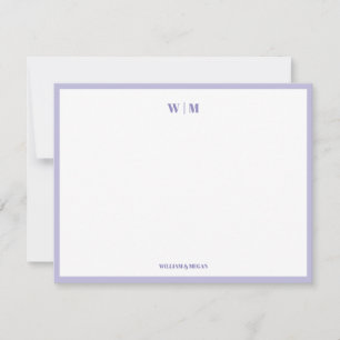 Paars Klassiek Monogram Aangepast Trouwpaar  Notitiekaartje