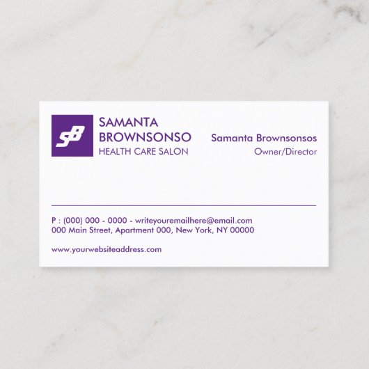 Paars Klassiek Wit verbouwereerd Eenvoudig Visitekaartje (Achterkant)