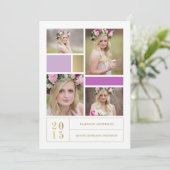 Paars kleurenblok | Uitnodiging tot Afstuderen (Staand voorkant)