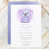 Paars Koala Cute Whimsical Waterverf Baby shower Kaart