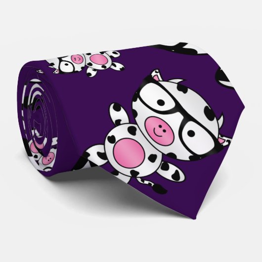 Paars koeienpatroon stropdas (Opgerold)