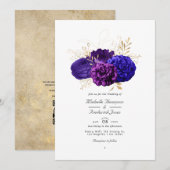 Paars, koninklijk blauw en goudbloedig huwelijk Kaart (Voorkant / Achterkant)