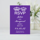 Paars Koninklijk Koppel RSVP Kaart (Staand voorkant)