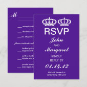 Paars Koninklijk Koppel RSVP Kaart (Voorkant / Achterkant)