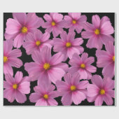 Paars kosmos-ventilatorontwerp op een zwarte achte cadeaupapier (Vlak)