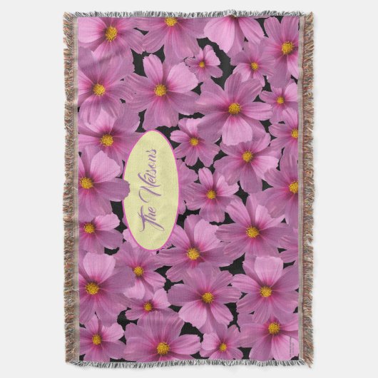 Paars kosmos-ventilatorontwerp op een zwarte achte deken (Voorkant Verticaal)