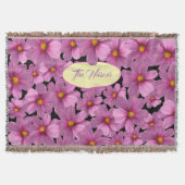 Paars kosmos-ventilatorontwerp op een zwarte achte deken (Voorkant)