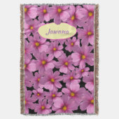 Paars kosmos-ventilatorontwerp op een zwarte achte deken (Voorkant Verticaal)