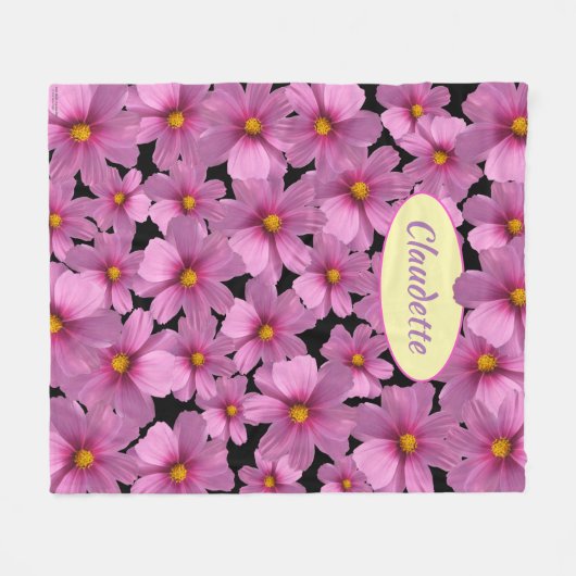 Paars kosmos-ventilatorontwerp op een zwarte achte fleece deken (Voorkant (Horizontaal))