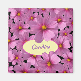 Paars kosmos-ventilatorontwerp op een zwarte achte magneet