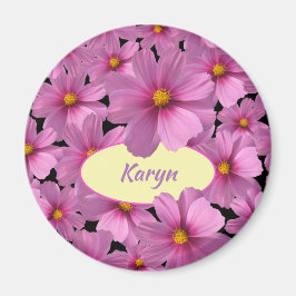 Paars kosmos-ventilatorontwerp op een zwarte achte magneet