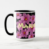 Paars kosmos-ventilatorontwerp op een zwarte achte mok (Links)