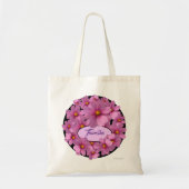 Paars kosmos-ventilatorontwerp op een zwarte achte tote bag (Voorkant)