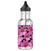 Paars kosmos-ventilatorontwerp op een zwarte achte waterfles  (Rechts)