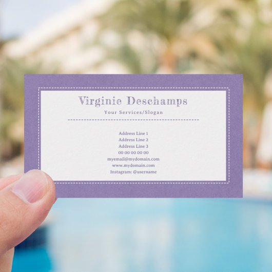 Paars Kraft & Rustisch Minimalistisch Visitekaartj Visitekaartje