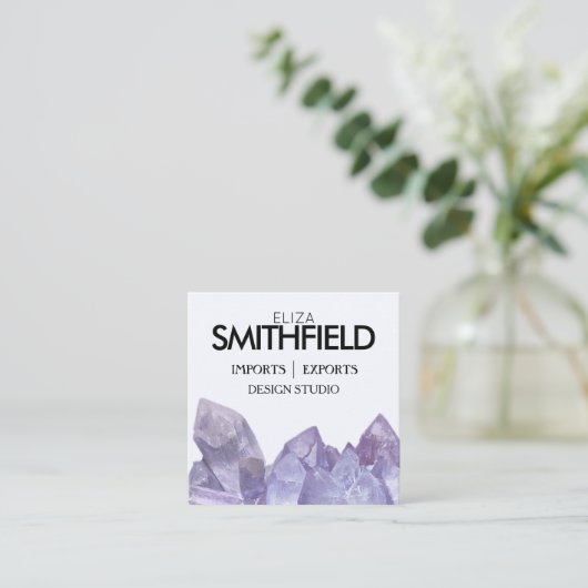 PAARS KRISTAAL PROFESSIONAL VIERKANTE VISITEKAARTJE (Staand voorkant)