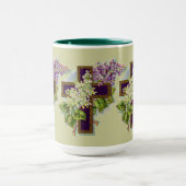 Paars kruis met bloemen mok (Midden)