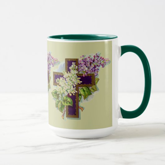 Paars kruis met bloemen mok (Rechts)